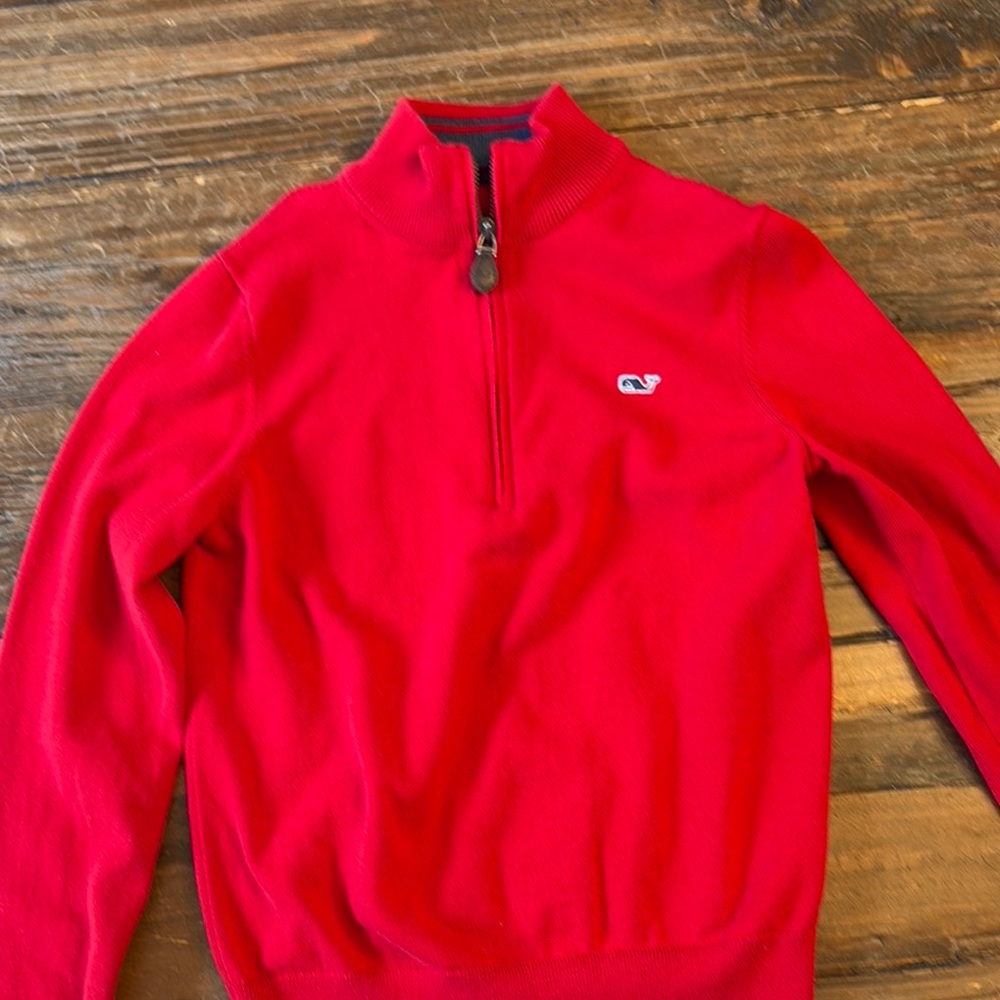 Vineyard Vines Red Zip Up Sweater with Classic Style